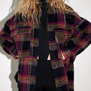 Zara Plaid Oversized Wool Blend Shacket